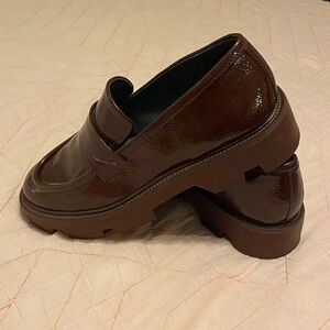 Patent oxblood lugsole loafers